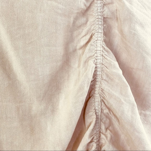 Free People Light Blush Pink Ruched Linen Bomber Zip Up Jacket Sz Small - Picture 5 of 8